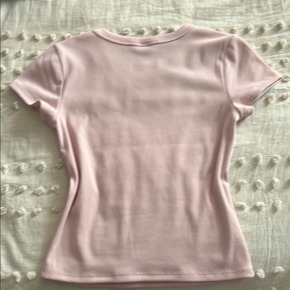 Women's Pink Ribbed Top - Picture 3 of 3